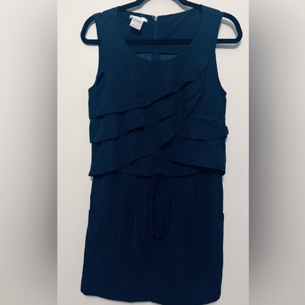 Esley‎ Navy Blue Western Faux Suede Layered Tiers Dress S
